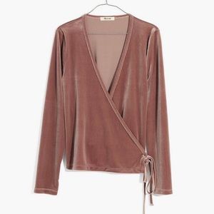 Madewell Dark Warm Ash Velvet Wrap Top
